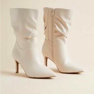 NEW WITH TAGS - NWT-  Slouch Pointed Toe Bootie (WW)- size 10 - bone/ cream